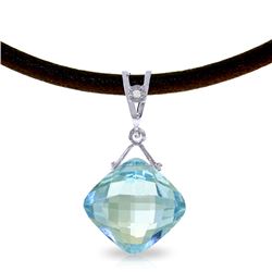 Genuine 8.76 ctw Blue Topaz & Diamond Necklace Jewelry 14KT White Gold - REF-30F6Z