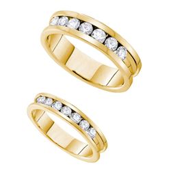 1.55 CTW His & Hers Diamond Matching Bridal Ring 14KT Yellow Gold - REF-209Y9X