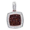 Image 1 : 0.20 CTW Red Color Diamond Square Cluster Pendant 10KT Rose Gold - REF-25H4M