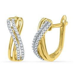 0.20 CTW Diamond Hoop Earrings 10KT Yellow Gold - REF-18F2N
