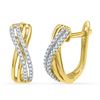 Image 1 : 0.20 CTW Diamond Hoop Earrings 10KT Yellow Gold - REF-18F2N