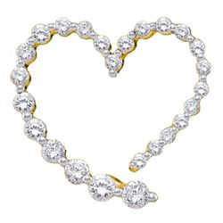0.50 CTW Diamond Graduated Heart Journey Pendant 14KT Yellow Gold - REF-32X9Y