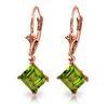 Image 1 : Genuine 3.2 ctw Peridot Earrings Jewelry 14KT Rose Gold - REF-30M2T