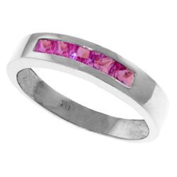Genuine 0.60 ctw Pink Sapphire Ring Jewelry 14KT White Gold - REF-50N5R