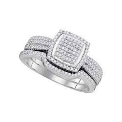 0.49 CTW Diamond Square Cluster Bridal Engagement Ring 10KT White Gold - REF-48H7M