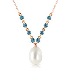 Genuine 5 ctw Blue Topaz Necklace Jewelry 14KT Rose Gold - REF-25X4M