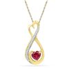 Image 1 : 0.67 CTW Heart Created Ruby Solitaire Diamond Infinity Pendant 10KT Yellow Gold - REF-11Y2X