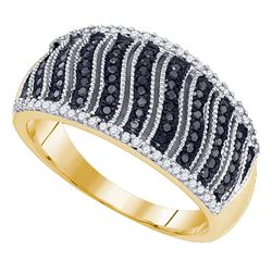 0.40 CTW Black Color Diamond Ring 10KT Yellow Gold - REF-40W4K