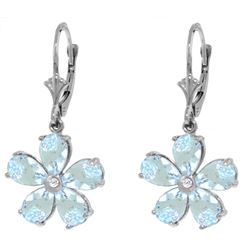 Genuine 4.43 ctw Aquamarine & Diamond Earrings Jewelry 14KT White Gold - REF-62A6K