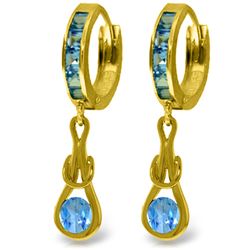 Genuine 2.5 ctw Blue Topaz Earrings Jewelry 14KT Yellow Gold - REF-75H3X