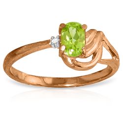 Genuine 0.46 ctw Peridot & Diamond Ring Jewelry 14KT Rose Gold - REF-30F6Z