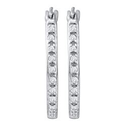 0.12 CTW Diamond Single Row Hoop Earrings 10KT White Gold - REF-18W2K