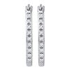 Image 1 : 0.12 CTW Diamond Single Row Hoop Earrings 10KT White Gold - REF-18W2K