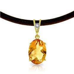Genuine 7.56 ctw Citrine & Diamond Necklace Jewelry 14KT Yellow Gold - REF-35N5R