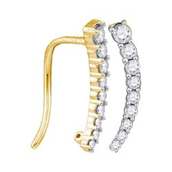 0.25 CTW Diamond Graduated Journey Climber Earrings 10KT Yellow Gold - REF-19K4W