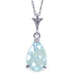 Genuine 1.50 ctw Aquamarine Necklace Jewelry 14KT White Gold - REF-23P8H