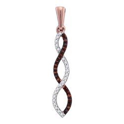 0.12 CTW Red Color Diamond Infinity Weave Woven Pendant 10KT Rose Gold - REF-11W2K