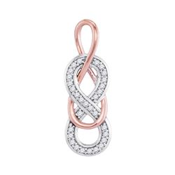 0.10 CTW Diamond Double Linked Rose-tone Infinity Pendant 10KT White Gold - REF-11Y2X