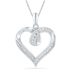 0.16 CTW Diamond Heart Outline Pendant 10KT White Gold - REF-14Y9X