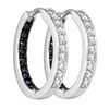 Image 1 : 0.49 CTW Black Color Diamond In/Out Hoop Earrings 10KT White Gold - REF-36X2Y