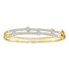 Image 1 : 1 CTW Diamond Flower Cluster Bangle Bracelet 14KT Yellow Gold - REF-165M2H