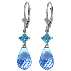 Genuine 11 ctw Blue Topaz Earrings Jewelry 14KT White Gold - REF-39W3Y