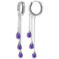 Genuine 4.8 ctw Amethyst Earrings Jewelry 14KT White Gold - REF-64P4H