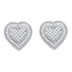 0.33 CTW Diamond Heart Earrings 10KT White Gold - REF-38W9K