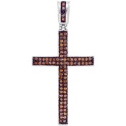 0.25 CTW Red Color Diamond Cross Pendant 10KT Rose Gold - REF-26X9Y