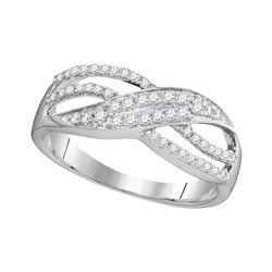 0.30 CTW Diamond Crossover Ring 10KT White Gold - REF-19W4K