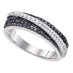 0.45 CTW Black Color Diamond Crossover Ring 10KT White Gold - REF-49M5H