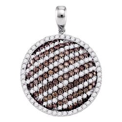 2.24 CTW Cognac-brown Color Diamond Circle Pendant 10KT White Gold - REF-119H9M