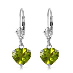 Genuine 3.25 ctw Peridot Earrings Jewelry 14KT White Gold - REF-29X2M