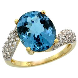 Natural 6.45 ctw london-blue-topaz & Diamond Engagement Ring 14K Yellow Gold - REF-56M7H