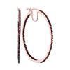 Image 1 : 0.50 CTW Red Color Diamond Slender Hoop Earrings 10KT Rose Gold - REF-49X5Y