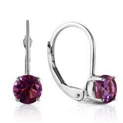 Genuine 1.20 ctw Amethyst Earrings Jewelry 14KT White Gold - REF-23P2H