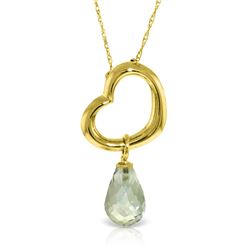 Genuine 2.25 ctw Green Amethyst Necklace Jewelry 14KT Yellow Gold - REF-27H4X