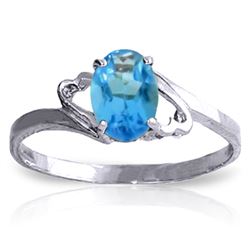 Genuine 0.95 ctw Blue Topaz Ring Jewelry 14KT White Gold - REF-20K5V