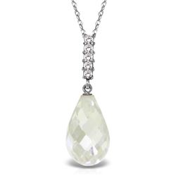 Genuine 7.18 ctw White Topaz & Diamond Necklace Jewelry 14KT White Gold - REF-29K2V