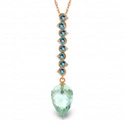 Genuine 12.8 ctw Blue Topaz Necklace Jewelry 14KT Rose Gold - REF-49R2P