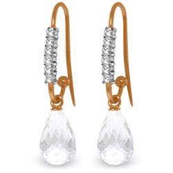 Genuine 4.68 ctw White Topaz & Diamond Earrings Jewelry 14KT Rose Gold - REF-40V7W
