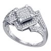 Image 1 : 0.35 CTW Diamond Diagonal Square Cluster Ring 10KT White Gold - REF-41Y9X