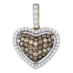 0.45 CTW Cognac-brown Color Diamond Heart Love Pendant 10KT Yellow Gold - REF-26W9K