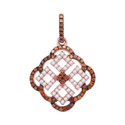 0.50 CTW Red Color Diamond Square Cluster Pendant 10KT Rose Gold - REF-25F4N