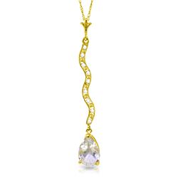 Genuine 1.79 ctw White Topaz & Diamond Necklace Jewelry 14KT Yellow Gold - REF-34F6Z