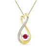 Image 1 : 0.30 CTW Created Ruby Moving Twinkle Solitaire Infinity Pendant 10KT Yellow Gold - REF-14K9W