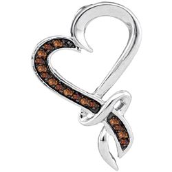 0.10 CTW Cognac-brown Color Diamond Heart Love Pendant 10KT White Gold - REF-10N5F