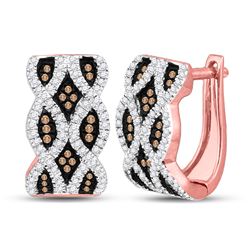 0.50 CTW Red Color Diamond Hoop Earrings 10KT Rose Gold - REF-59K9W