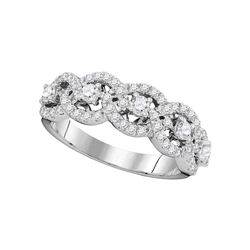 0.96 CTW Pave-set Diamond Linked Circle Ring 14KT White Gold - REF-89X9Y