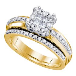 0.51 CTW Princess Diamond Soleil Bridal Engagement Ring 14KT Yellow Gold - REF-89Y9X